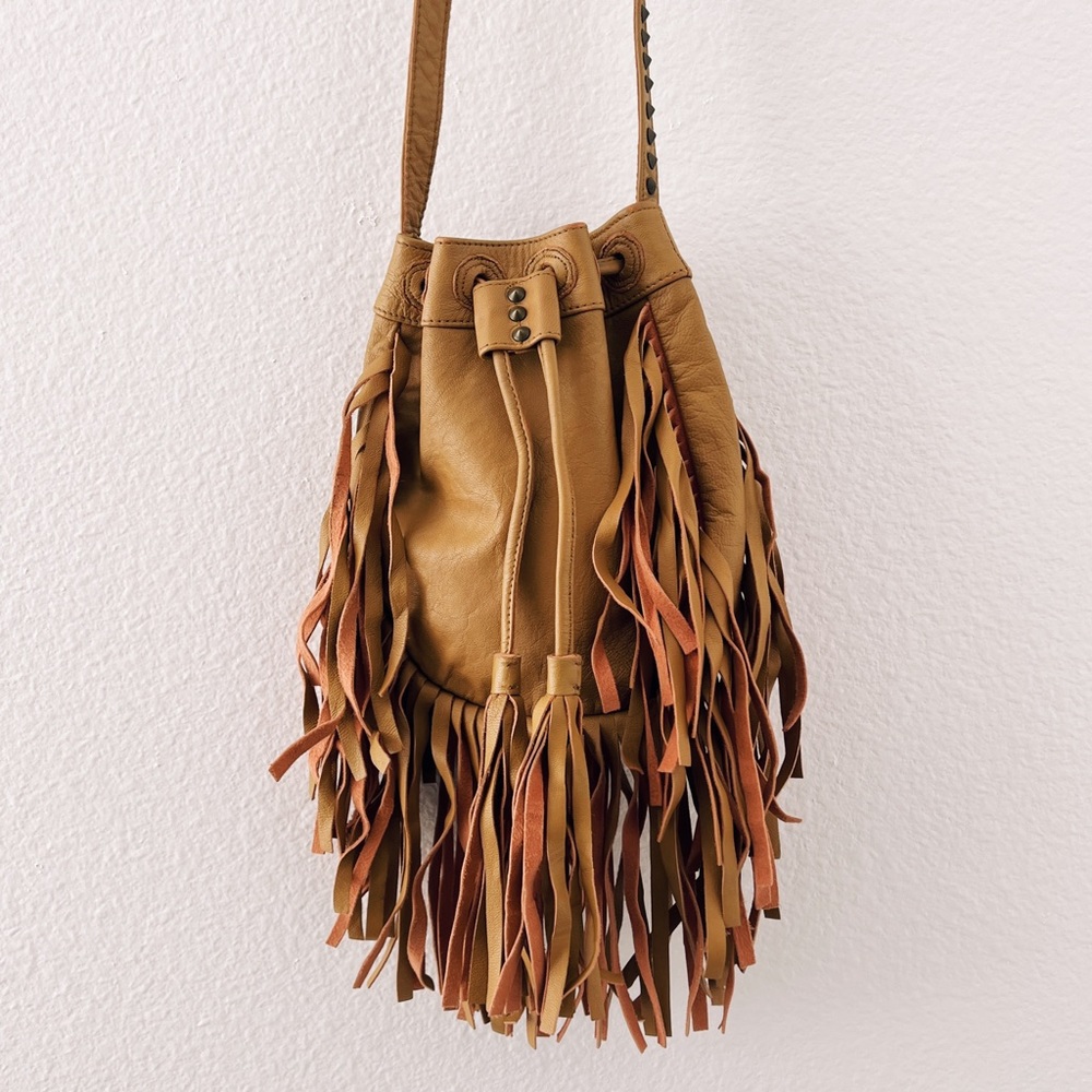 Cleobella Boho Leather Fringe Crossbody Purse